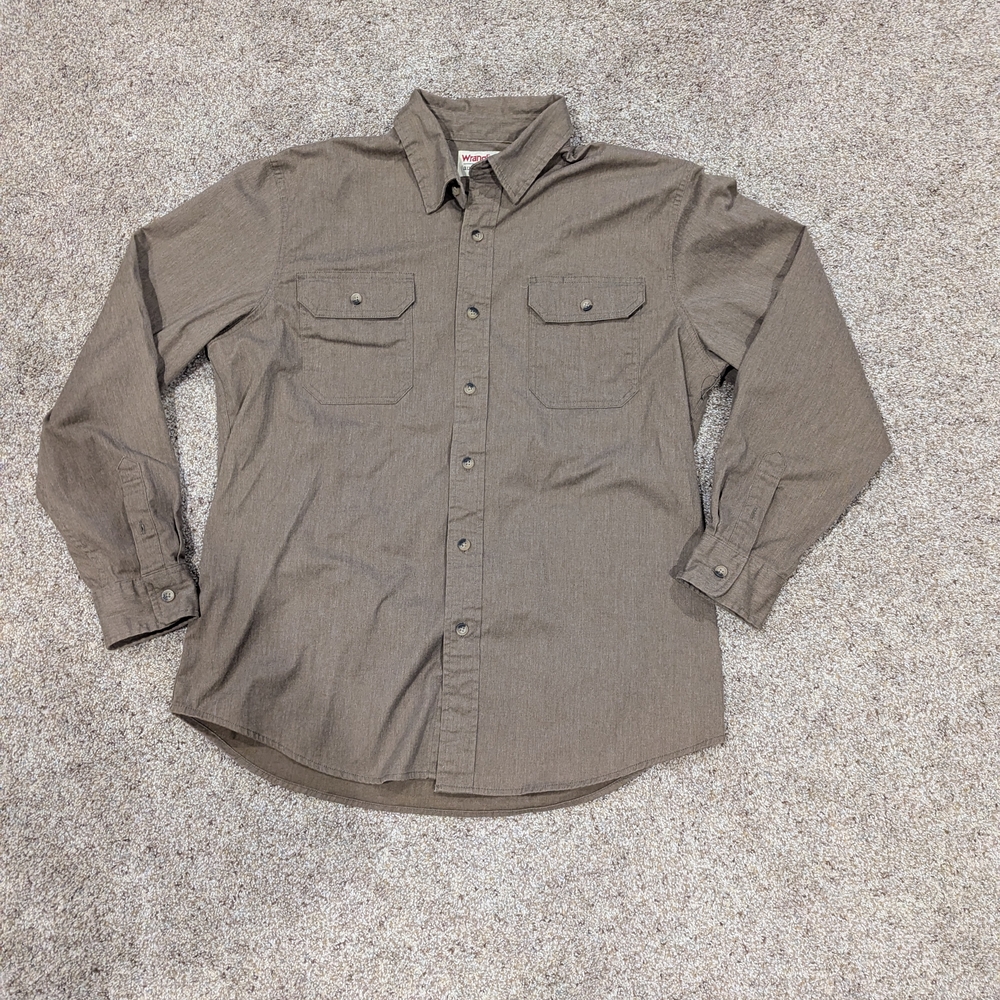Wrangler Authentic L Button-up Workwear Western Style Brown Long Sleeve 🤎 🤠